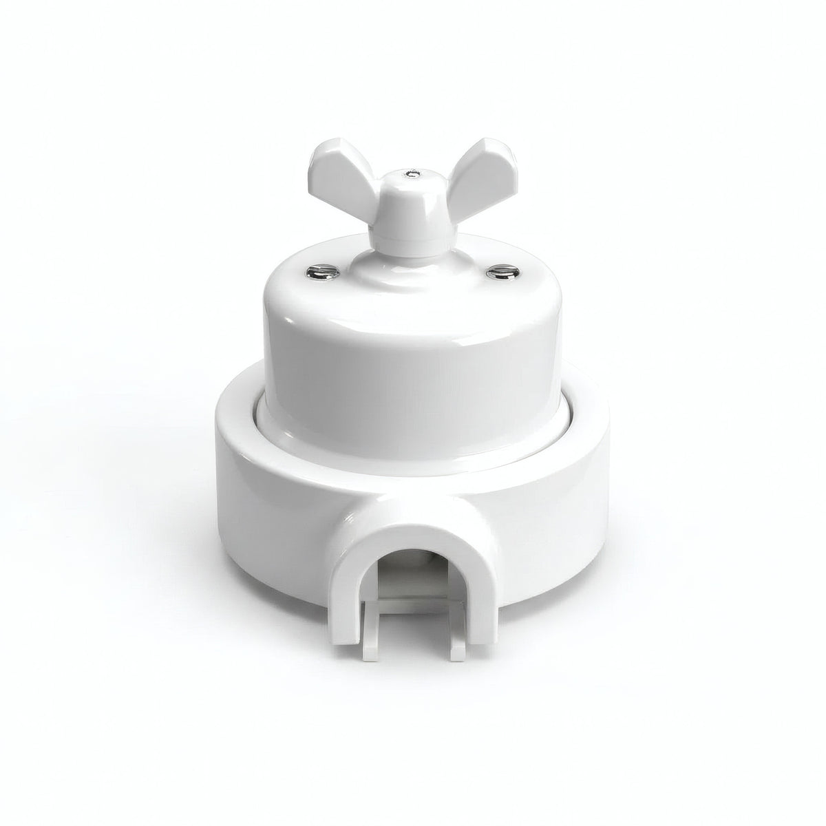 Kit deviatore in porcellana con galletto e base — Bianco / Bianco / 1 uscita