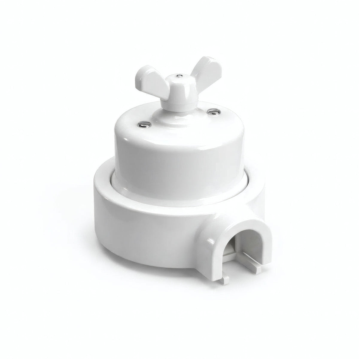 Kit deviatore in porcellana con galletto e base — Bianco / Bianco / 1 uscita