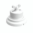 Kit deviatore in porcellana con galletto e base — Bianco / Bianco / Piatta Ø 100 mm