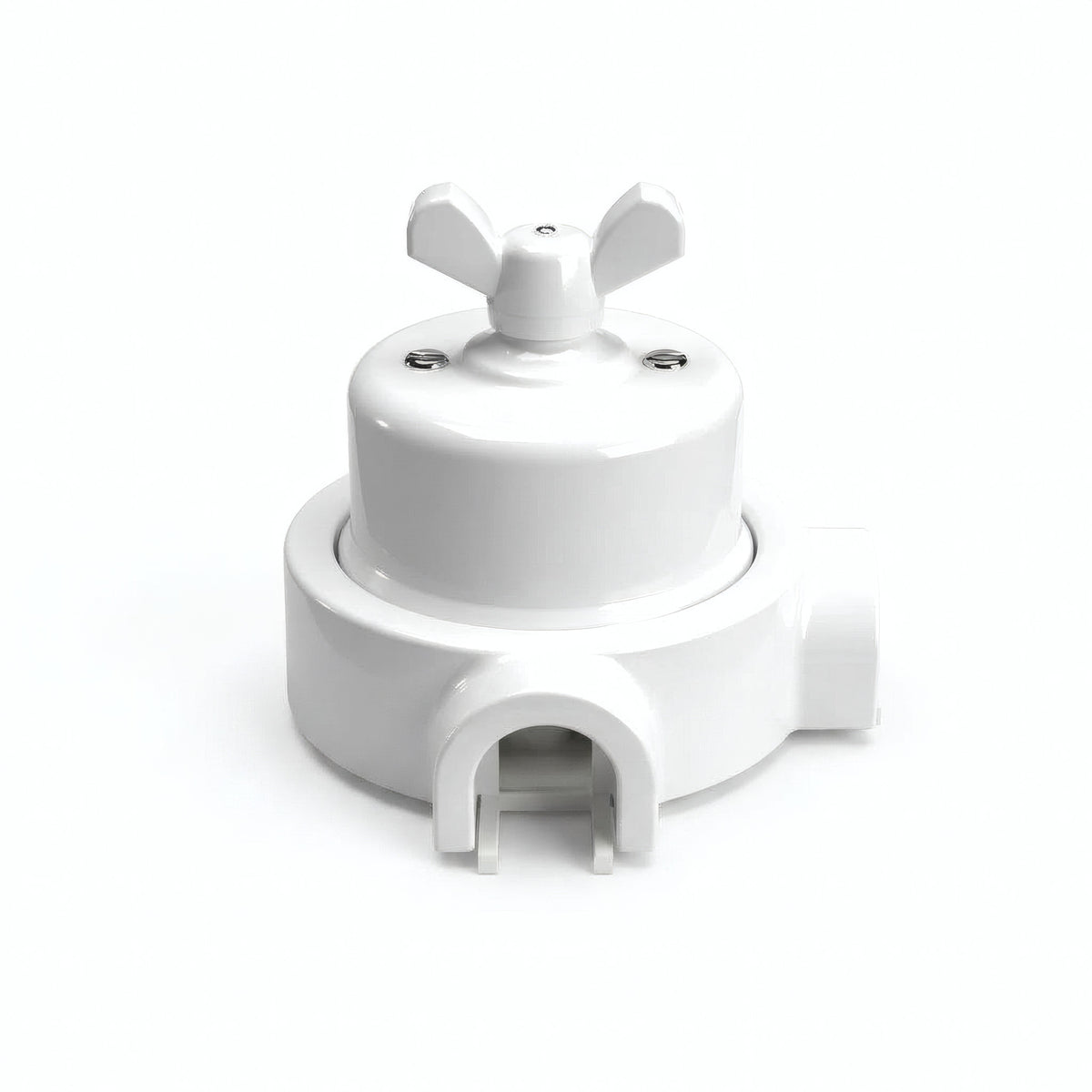 Kit deviatore in porcellana con galletto e base — Bianco / Bianco / 2 uscite