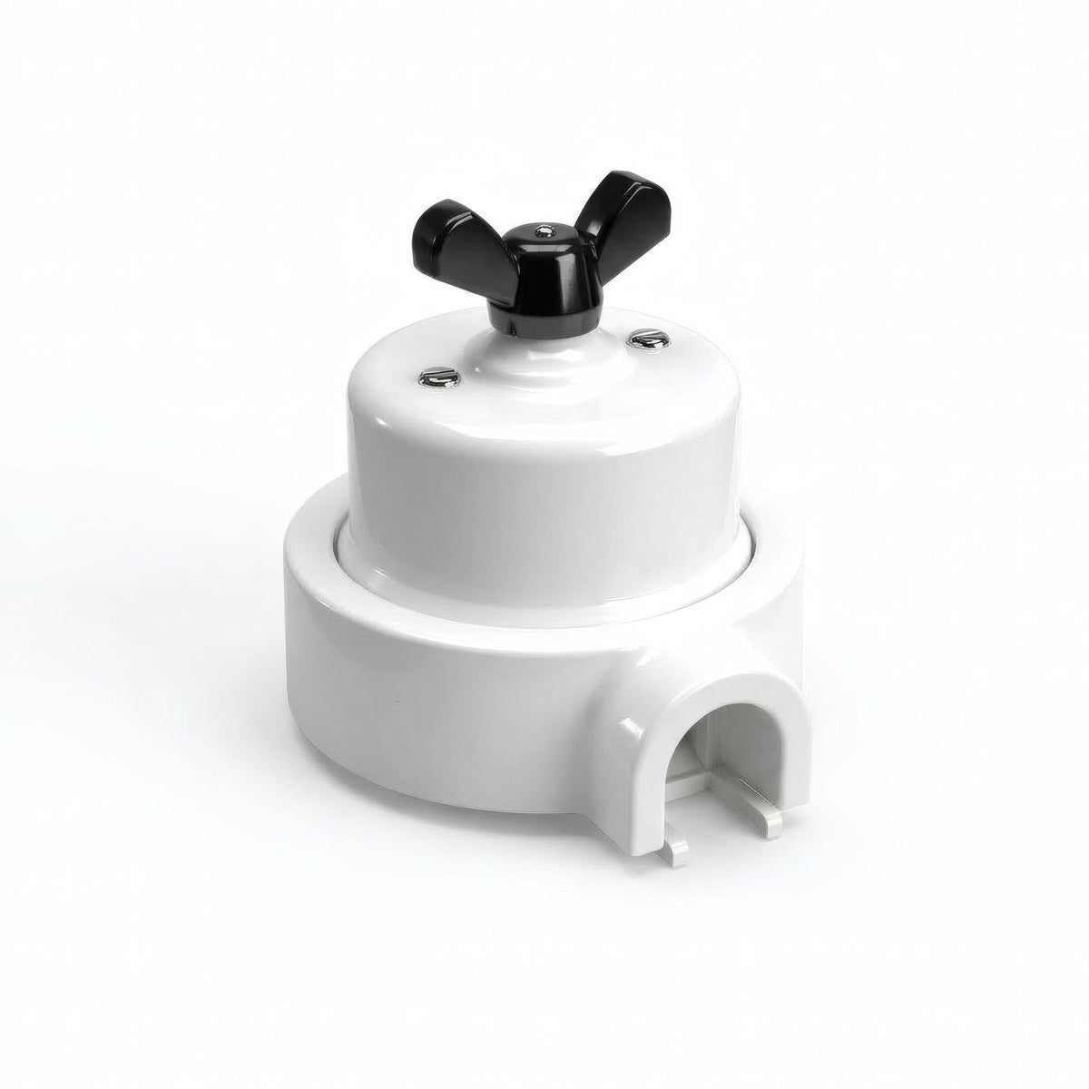 Kit deviatore in porcellana con galletto e base — Bianco / Nero / 1 uscita