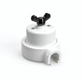 Kit deviatore in porcellana con galletto e base — Bianco / Nero / 1 uscita