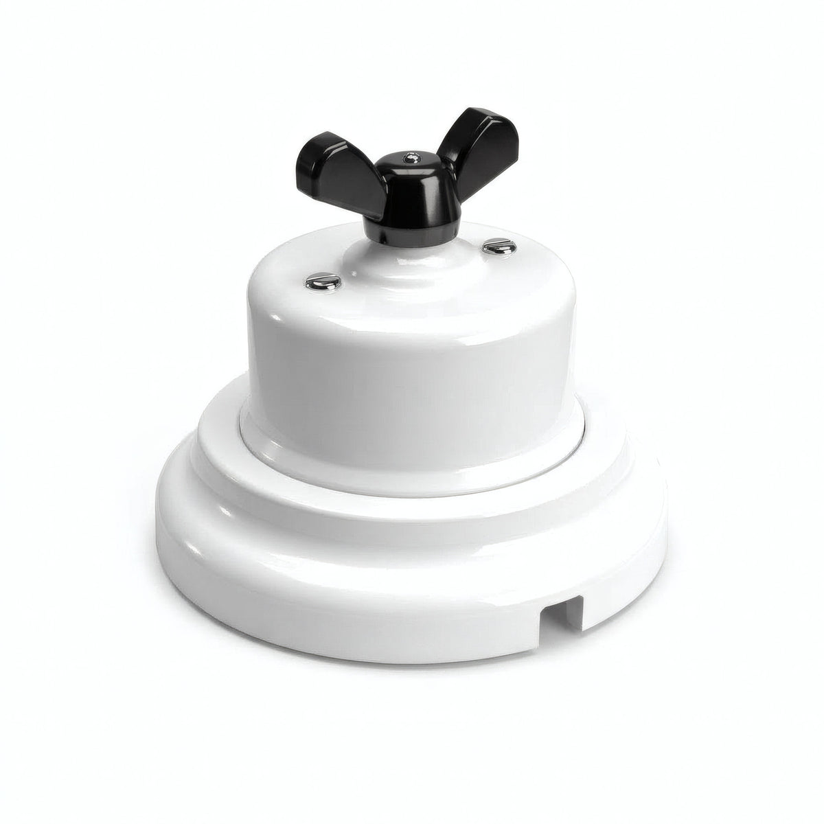 Kit deviatore in porcellana con galletto e base — Bianco / Nero / Piatta Ø 100 mm