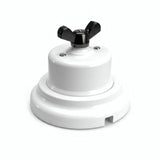 Kit deviatore in porcellana con galletto e base — Bianco / Nero / Piatta Ø 100 mm