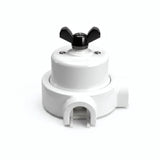 Kit deviatore in porcellana con galletto e base — Bianco / Nero / 2 uscite