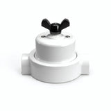 Kit deviatore in porcellana con galletto e base — Bianco / Nero / 2 uscite in linea