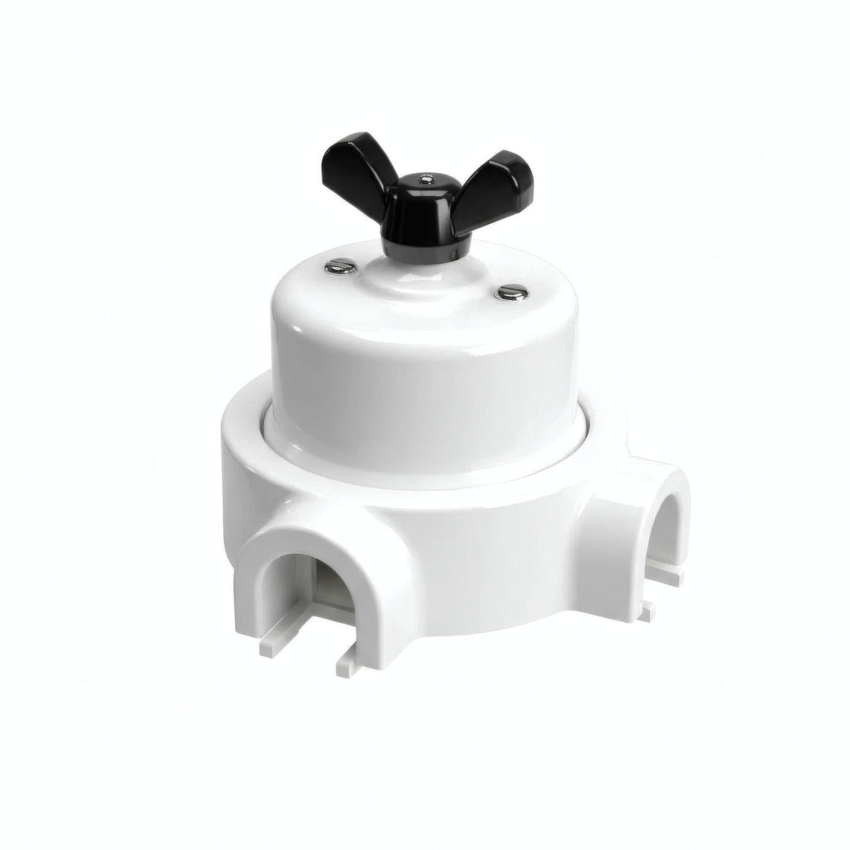 Kit deviatore in porcellana con galletto e base — Bianco / Nero / 2 uscite