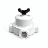 Kit deviatore in porcellana con galletto e base — Bianco / Nero / 3 uscite