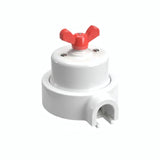 Kit deviatore in porcellana con galletto e base — Bianco / Rosso / 1 uscita