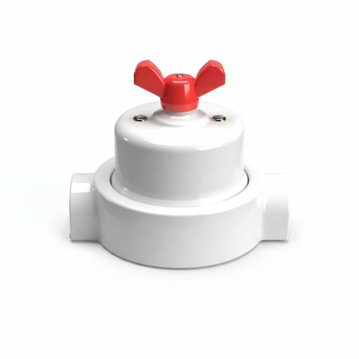Kit deviatore in porcellana con galletto e base — Bianco / Rosso / 2 uscite in linea