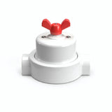 Kit deviatore in porcellana con galletto e base — Bianco / Rosso / 2 uscite in linea