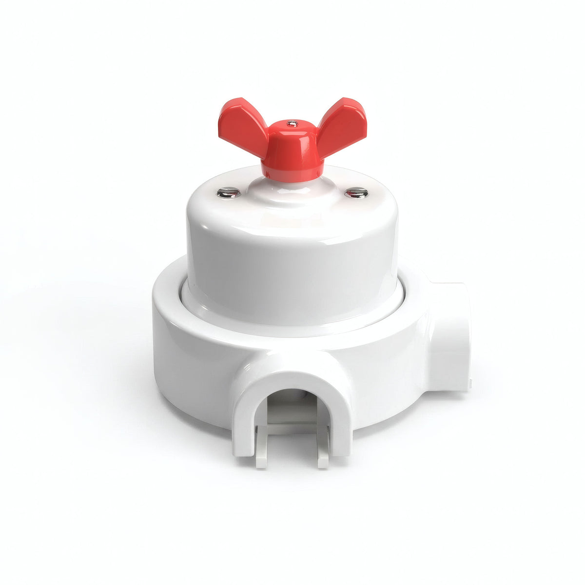 Kit deviatore in porcellana con galletto e base — Bianco / Rosso / 2 uscite