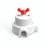 Kit deviatore in porcellana con galletto e base — Bianco / Rosso / 2 uscite