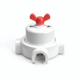 Kit deviatore in porcellana con galletto e base — Bianco / Rosso / 3 uscite