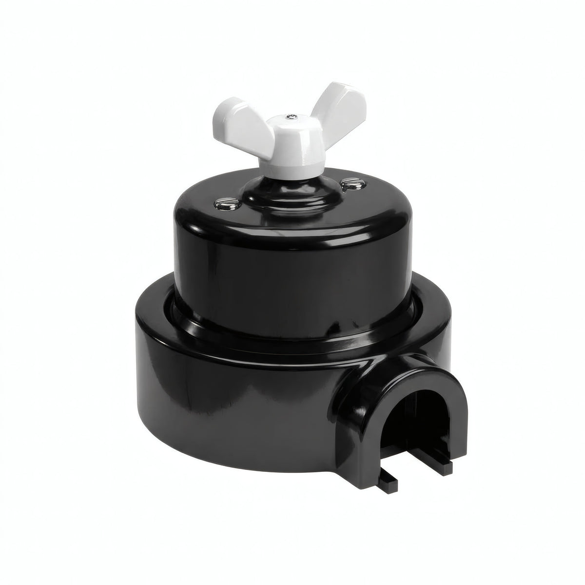 Kit deviatore in porcellana con galletto e base — Nero / Bianco / 1 uscita