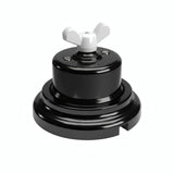 Kit deviatore in porcellana con galletto e base — Nero / Bianco / Piatta Ø 100 mm