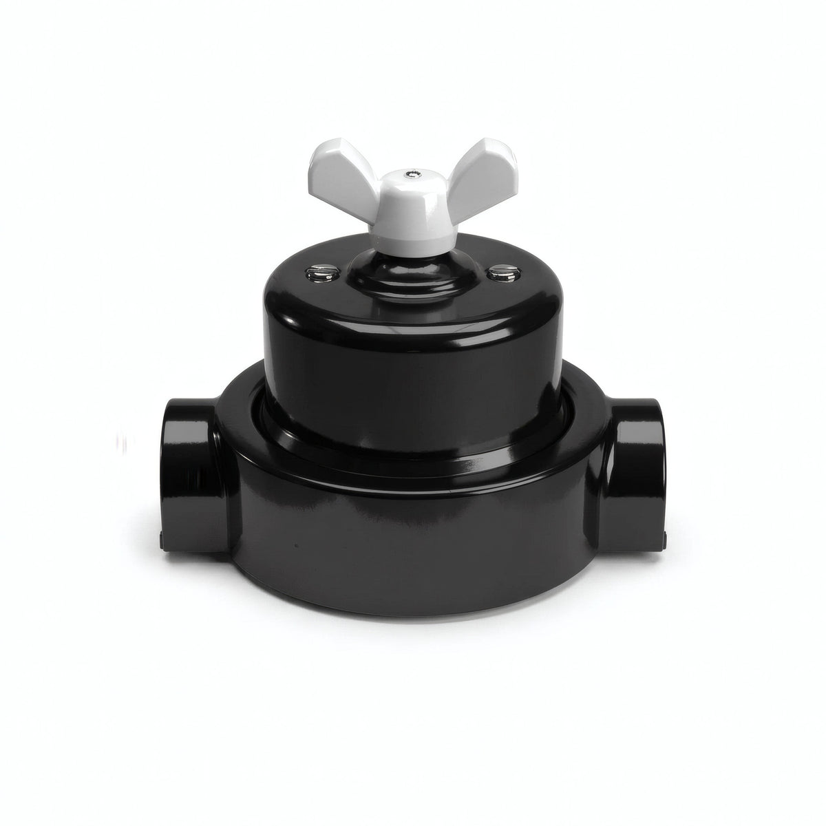 Kit deviatore in porcellana con galletto e base — Nero / Bianco / 2 uscite in linea