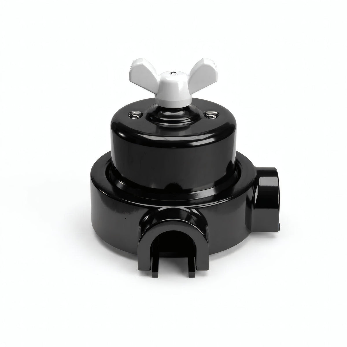 Kit deviatore in porcellana con galletto e base — Nero / Bianco / 2 uscite