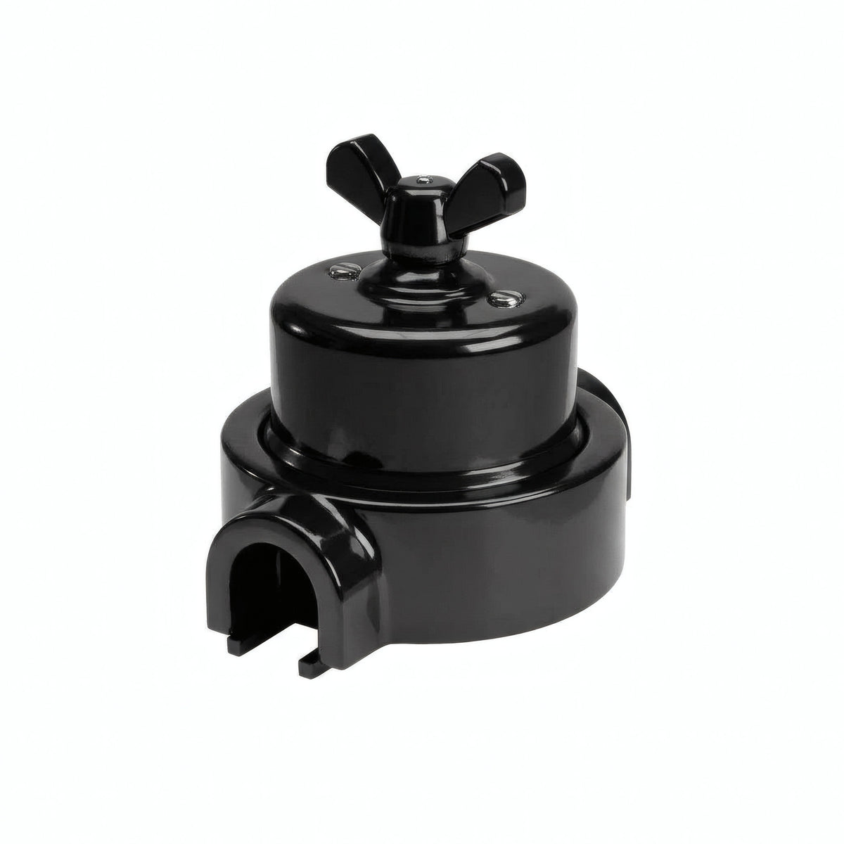 Kit deviatore in porcellana con galletto e base — Nero / Nero / 1 uscita