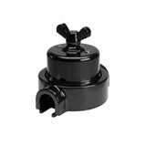 Kit deviatore in porcellana con galletto e base — Nero / Nero / 1 uscita