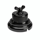 Kit deviatore in porcellana con galletto e base — Nero / Nero / Piatta Ø 100 mm
