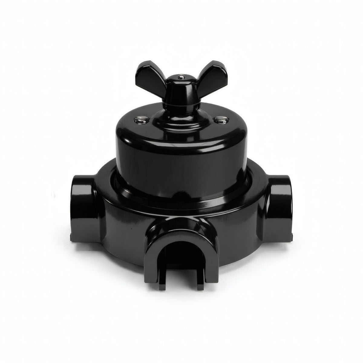 Kit deviatore in porcellana con galletto e base — Nero / Nero / 3 uscite