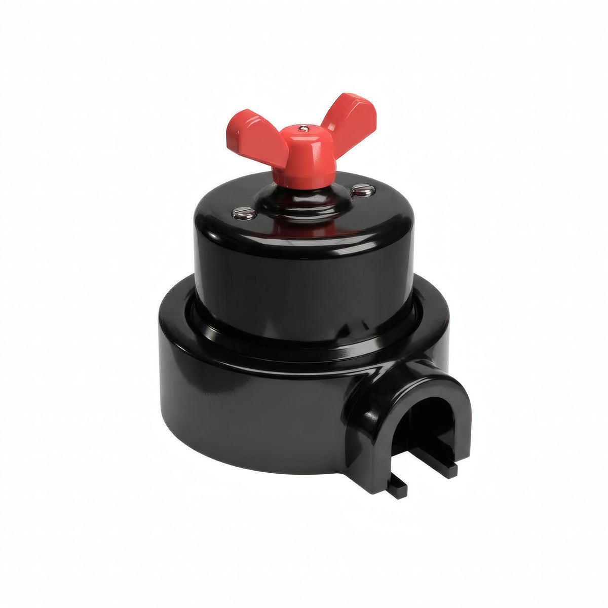 Kit deviatore in porcellana con galletto e base — Nero / Rosso / 1 uscita