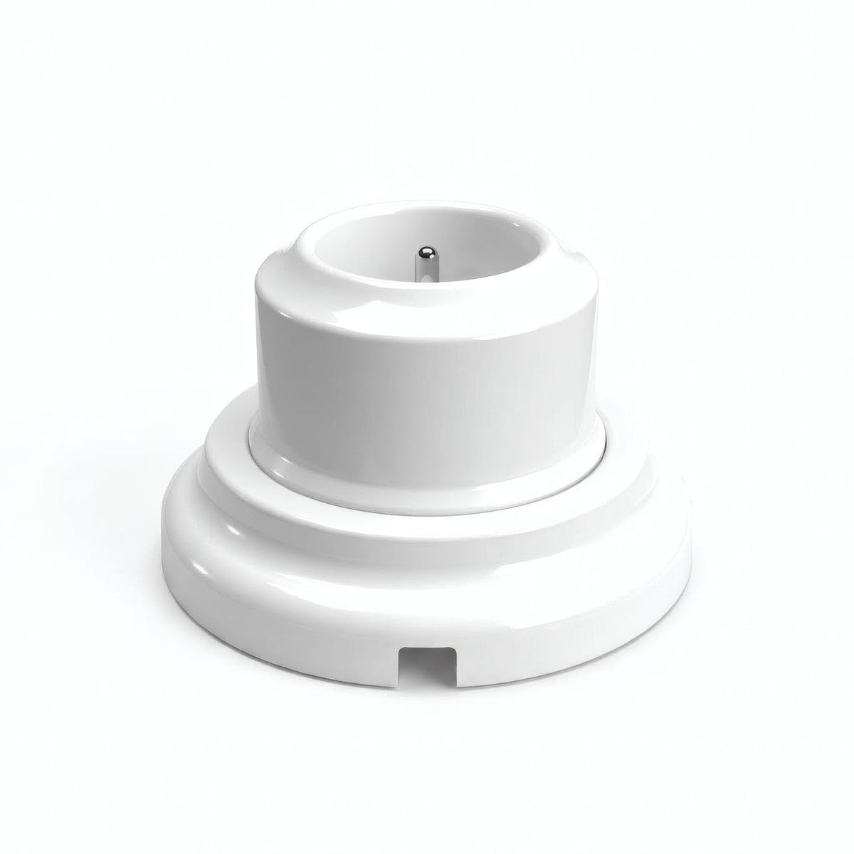 Kit presa a parete e base in porcellana — Francese 2P+T 16 A / Bianco / Piatta Ø 100 mm