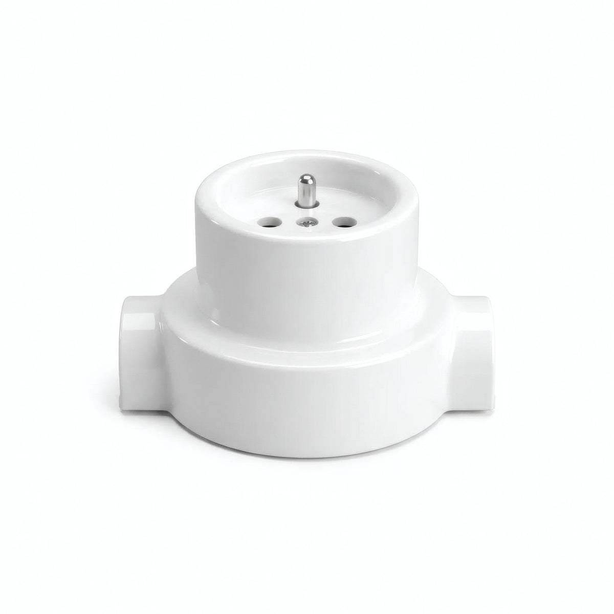 Kit presa a parete e base in porcellana — Francese 2P+T 16 A / Bianco / 2 uscite in linea