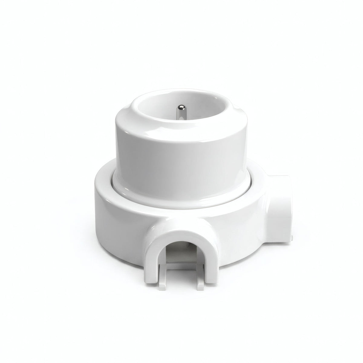 Kit presa a parete e base in porcellana — Francese 2P+T 16 A / Bianco / 2 uscite