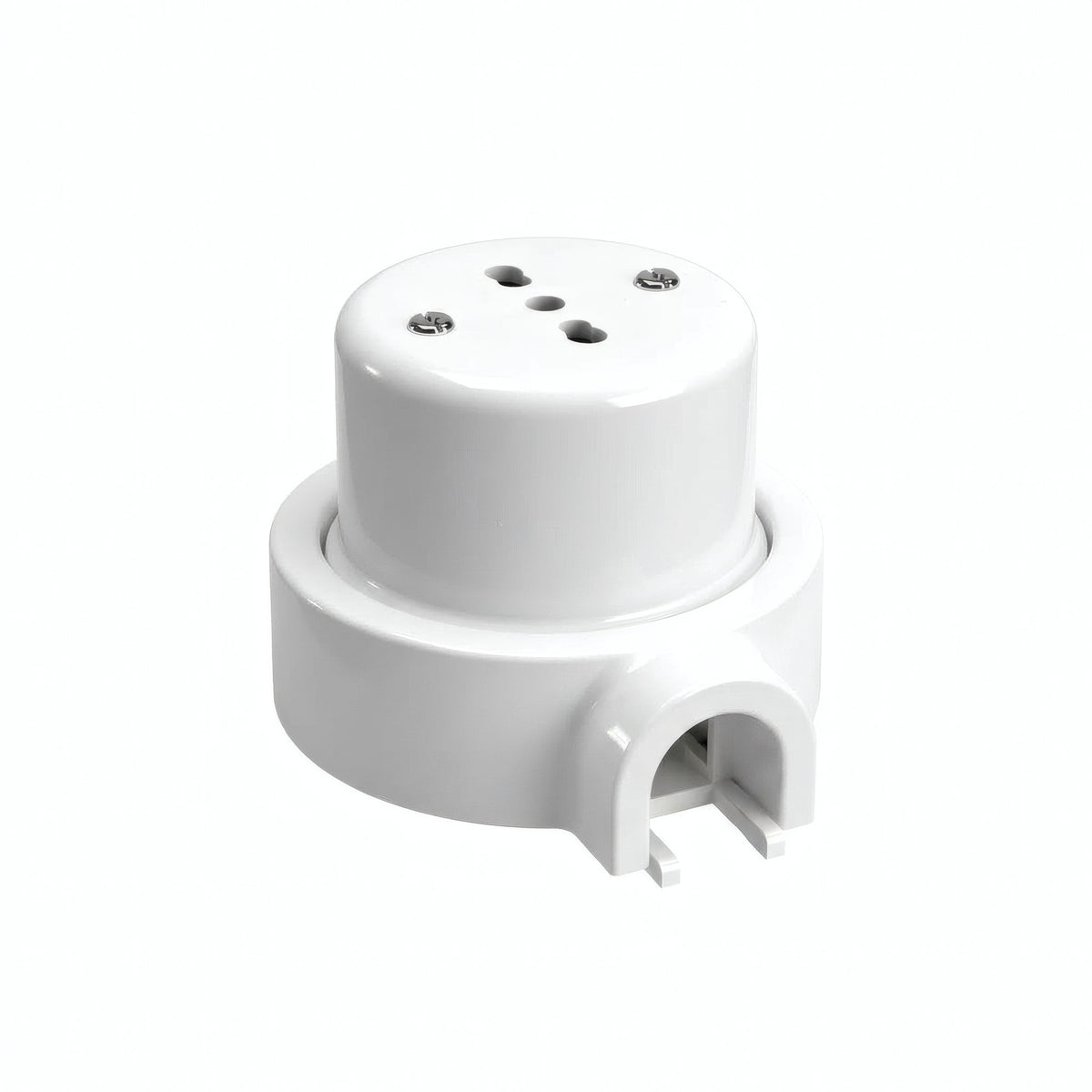 Kit presa a parete e base in porcellana — Italiana 2P+T 10/16 A / Bianco / 1 uscita