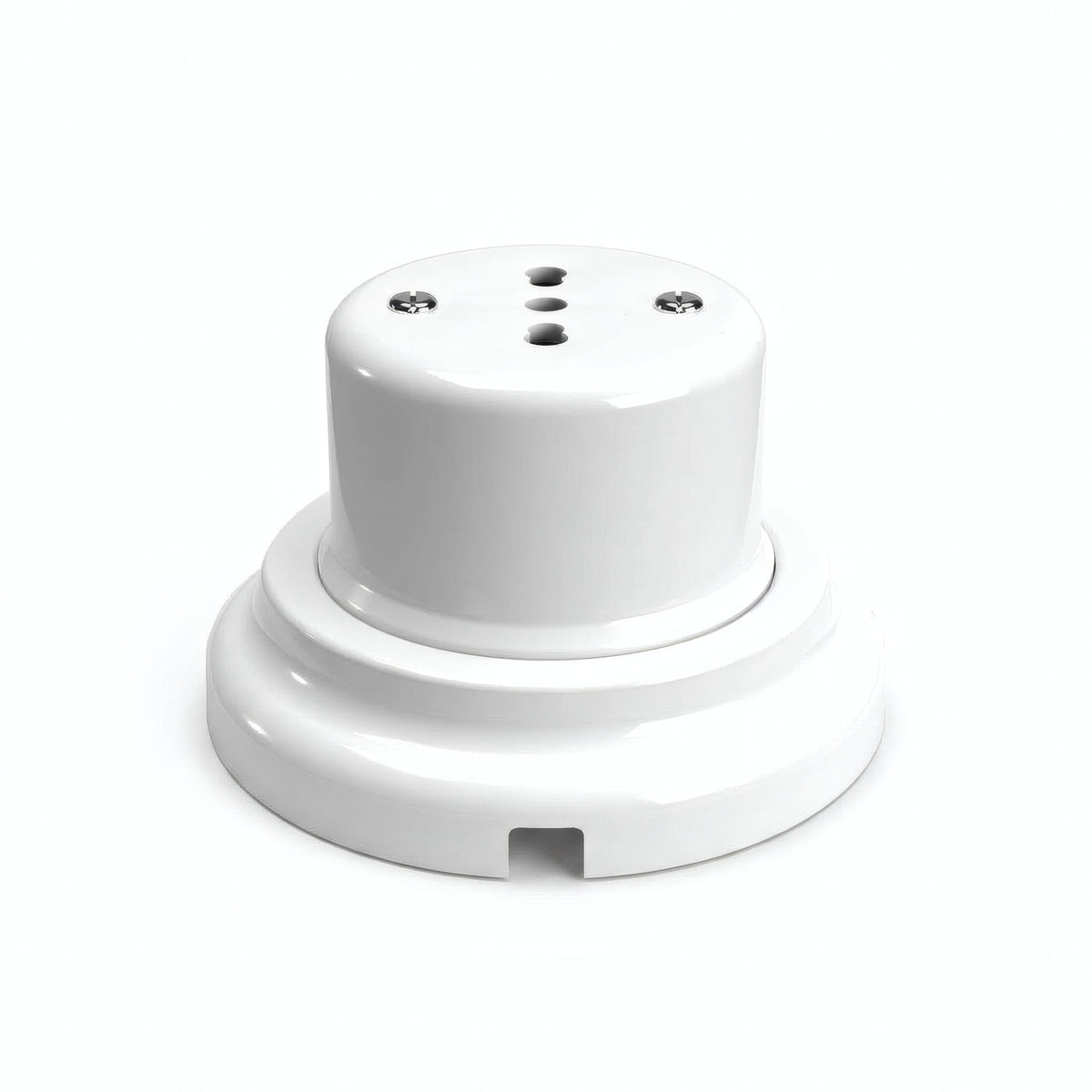 Kit presa a parete e base in porcellana — Italiana 2P+T 10/16 A / Bianco / Piatta Ø 100 mm
