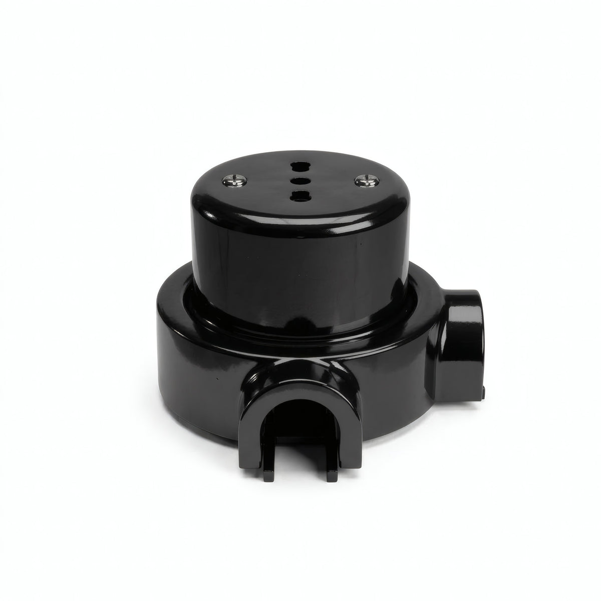 Kit presa a parete e base in porcellana — Italiana 2P+T 10/16 A / Nero / 2 uscite