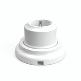 Kit presa a parete e base in porcellana — Schuko 2P+T 16 A / Bianco / Piatta Ø 100 mm