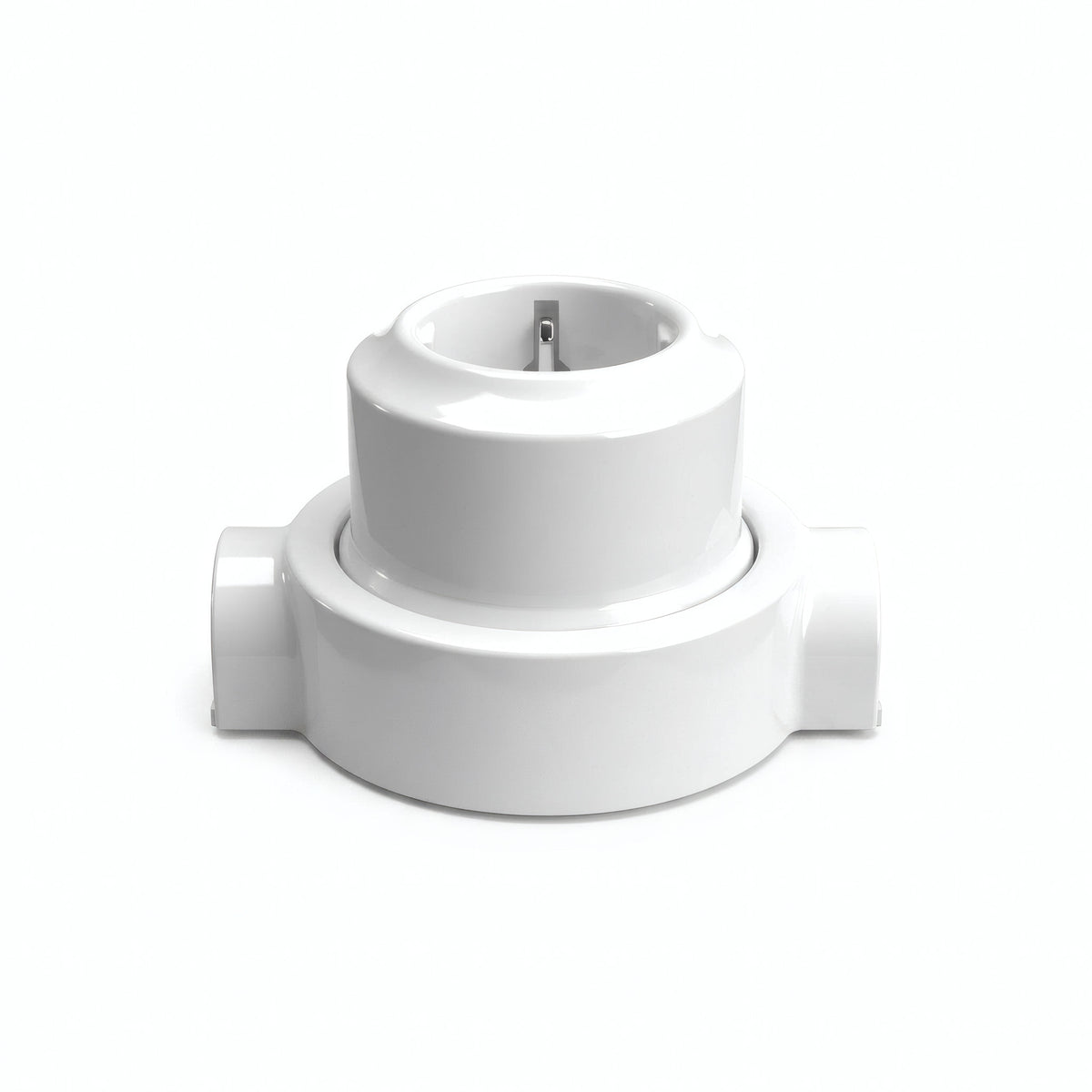 Kit presa a parete e base in porcellana — Schuko 2P+T 16 A / Bianco / 2 uscite in linea