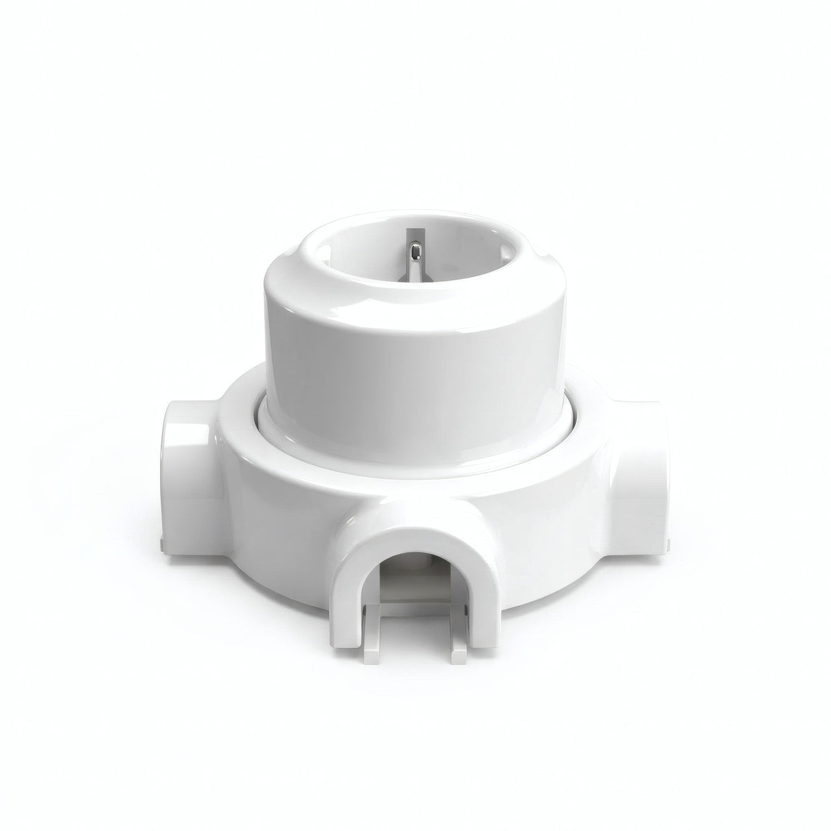 Kit presa a parete e base in porcellana — Schuko 2P+T 16 A / Bianco / 3 uscite