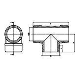 Disegno tecnico quotato: tee uguale M/M/M in ottone (rif. 1131)
