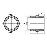 Disegno tecnico quotato: nipplo uguale M/M in ottone (rif. 1280)