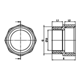 Disegno tecnico quotato: nipplo uguale M/F in ottone (rif. 1281)