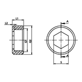 Disegno tecnico quotato: boccola di riduzione M/F in ottone (rif. 1605)