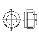 Disegno tecnico quotato: dado per cartella in ottone (rif. 1612)