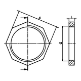 Disegno tecnico quotato: controdado in ottone (rif. 1613)