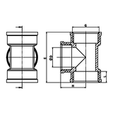 Disegno tecnico quotato: tee uguale F/F/F in ottone (rif. 2130)