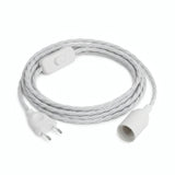 Lampada a sospensione con cavo tessile intrecciato, cotone bianco ottico, portalampada E14