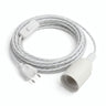 Lampada a sospensione con cavo tessile intrecciato, cotone bianco ottico, portalampada E27