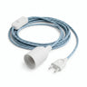 Lampada a sospensione con cavo tessile intrecciato, cotone blu oceano, portalampada E27