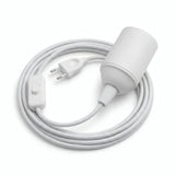 Lampada a sospensione con cavo tessile tinta unita, cotone bianco ottico, portalampada E27