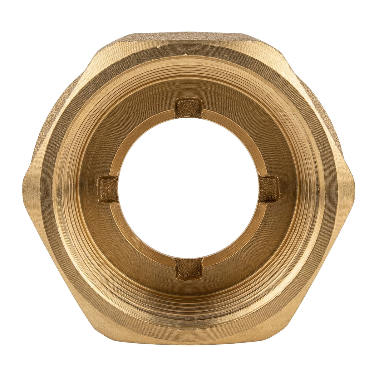 Manicotto ridotto femmina-femmina in ottone CW617N BSP - vista frontale