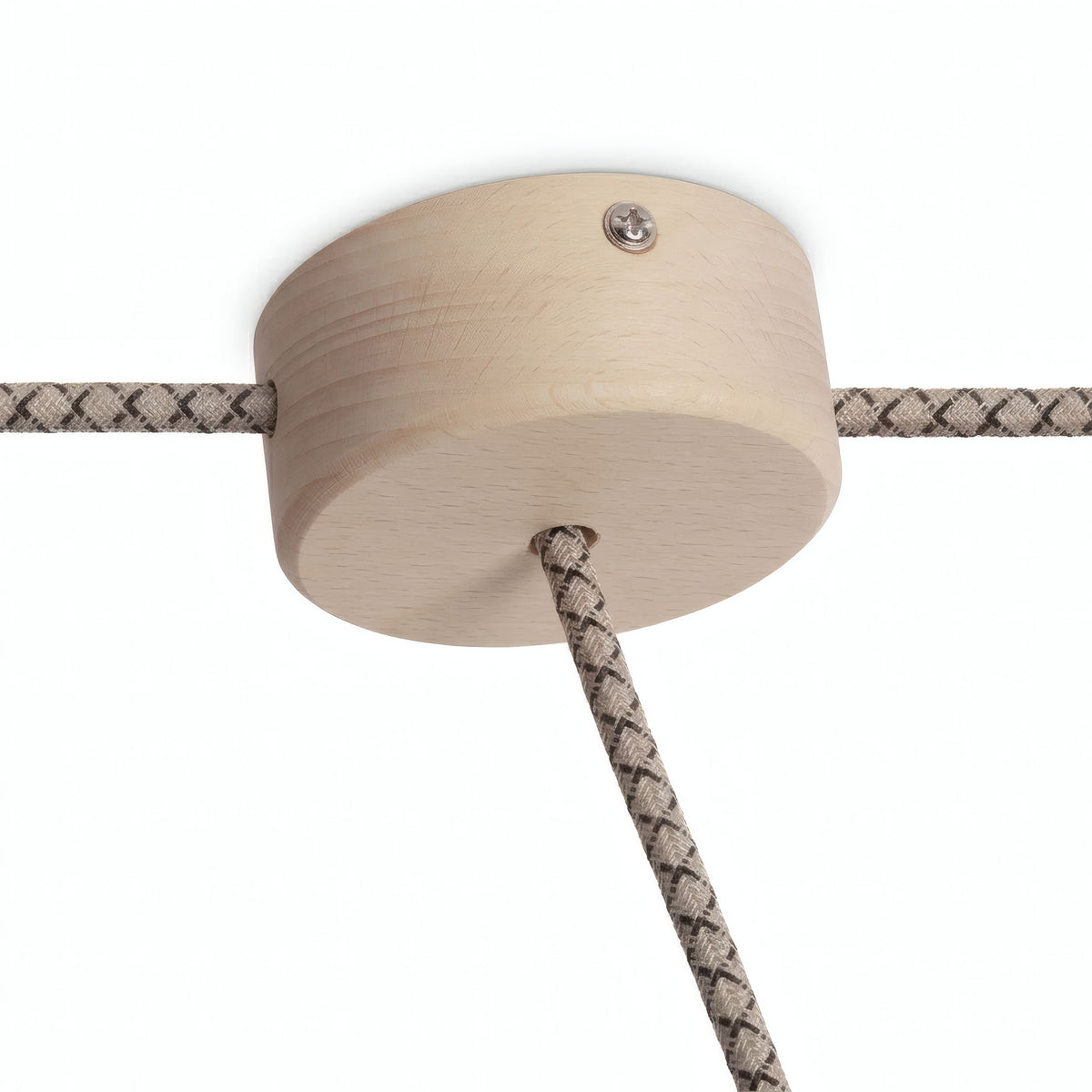 Mini rosone cilindrico in legno, Ø 88 mm — 1 foro centrale e 2 laterali / Naturale