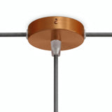 Mini rosone cilindrico in metallo, Ø 83 mm — 1 foro centrale e 2 laterali / Conico in termoplastica / Rame satinato